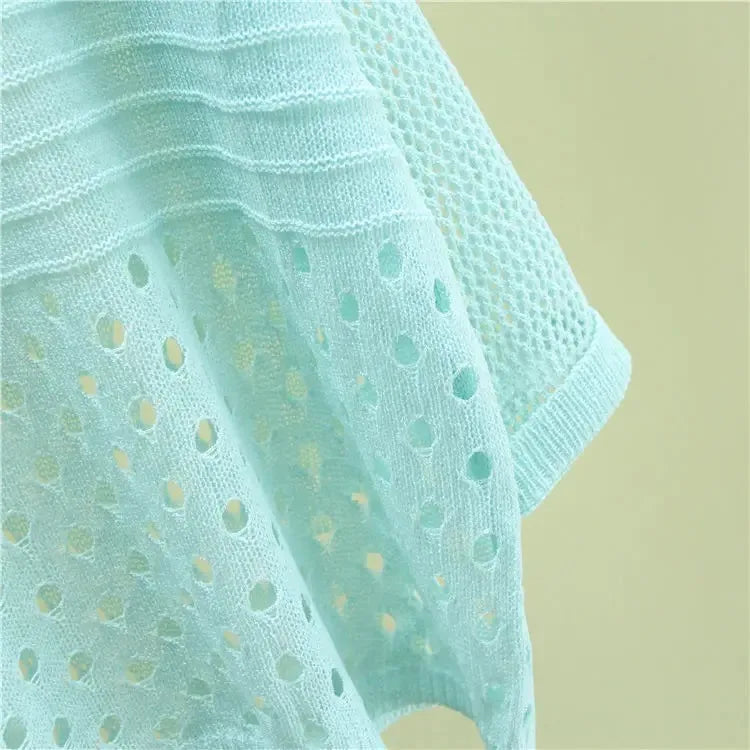 Spring and Summer New Ice Silk Knitted Vest Top Hollow Out Thin Bottoming Sling Streetwear Womens Clothing Shirt