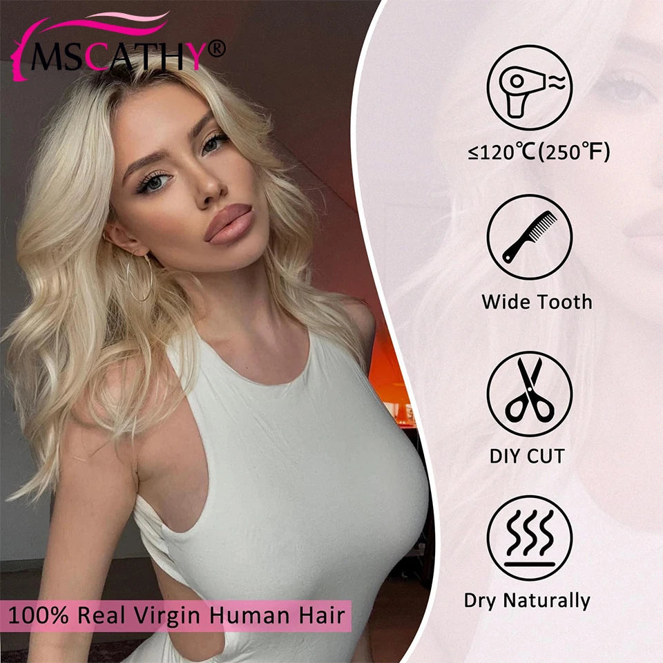 Ash Blonde Ombre Human Hair Wigs For Women Body Wave HD Transparent Lace Frontal Wig Brazilian Remy Hair Short Bob Wig Pre Pluck
