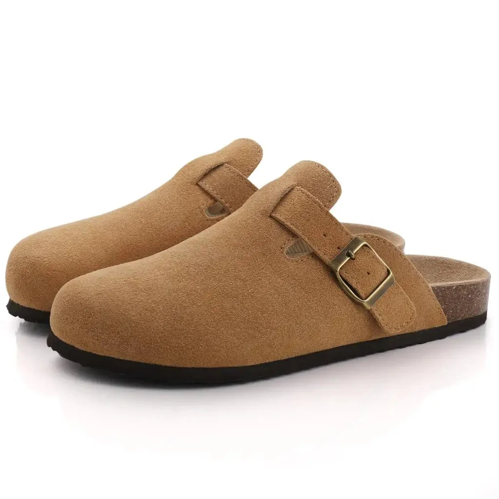 Kidmi Women's Genuine Suede Clogs Soft Footbed Leather Potato Shoes Comfort Slip On Clogs with Arch Support Fashion Home Slipper