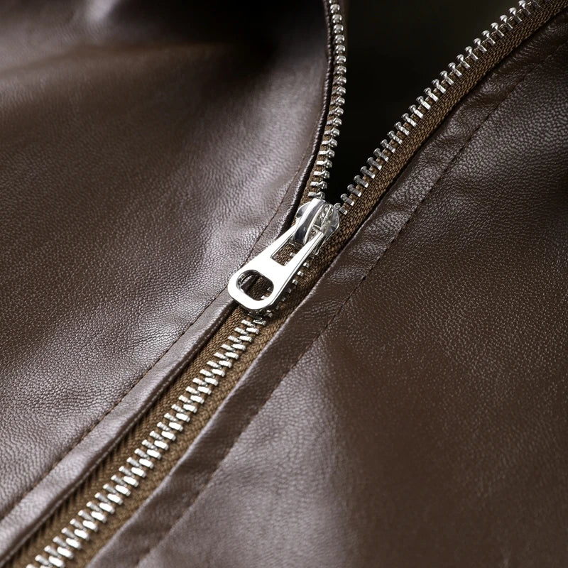 The Belted PU Bomber Jacket