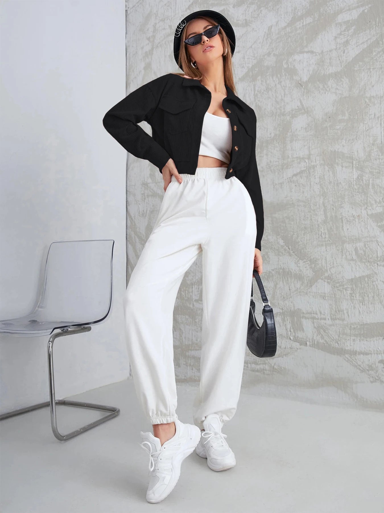 Women's New Corduroy Long Sleeve Jacket Autumn Winter Casual Lapel Quilted Single Button Coat Stylish Feminine Outerwear