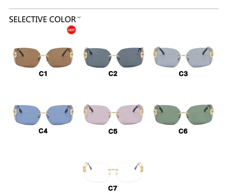 The Vintage Rimless Curved Lens Sunglasses