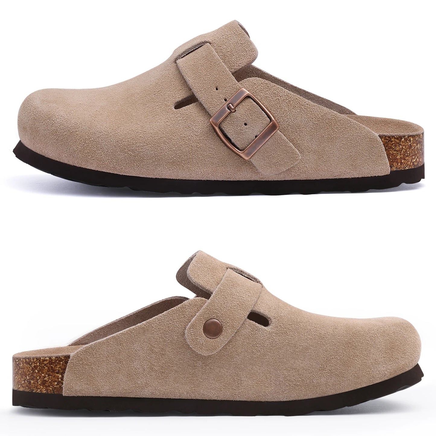 Kidmi Women's Genuine Suede Clogs Soft Footbed Leather Potato Shoes Comfort Slip On Clogs with Arch Support Fashion Home Slipper