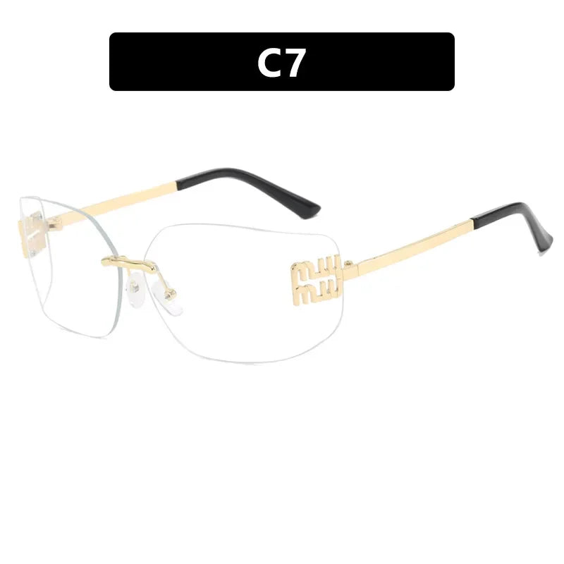 The Vintage Rimless Curved Lens Sunglasses