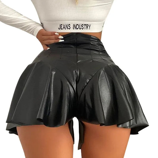 The PU Ruffle Trim Short