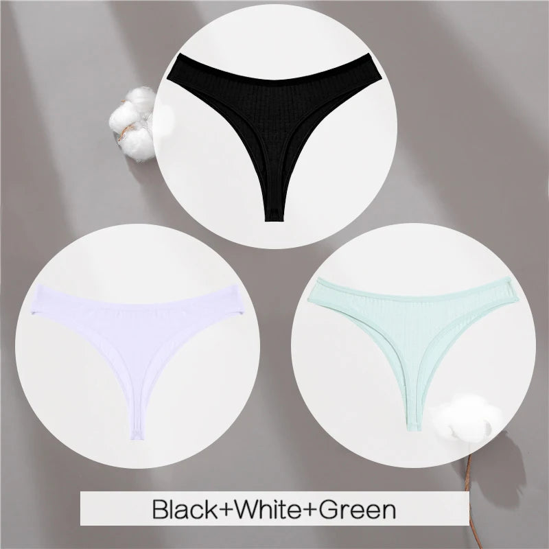 The 3-Pack Solid Color Cotton G-String