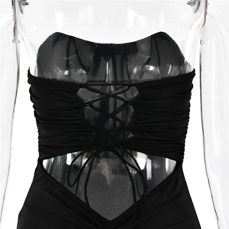 The Strapless Lace-Up Maxi