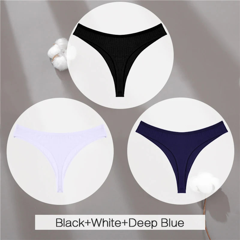 The 3-Pack Solid Color Cotton G-String