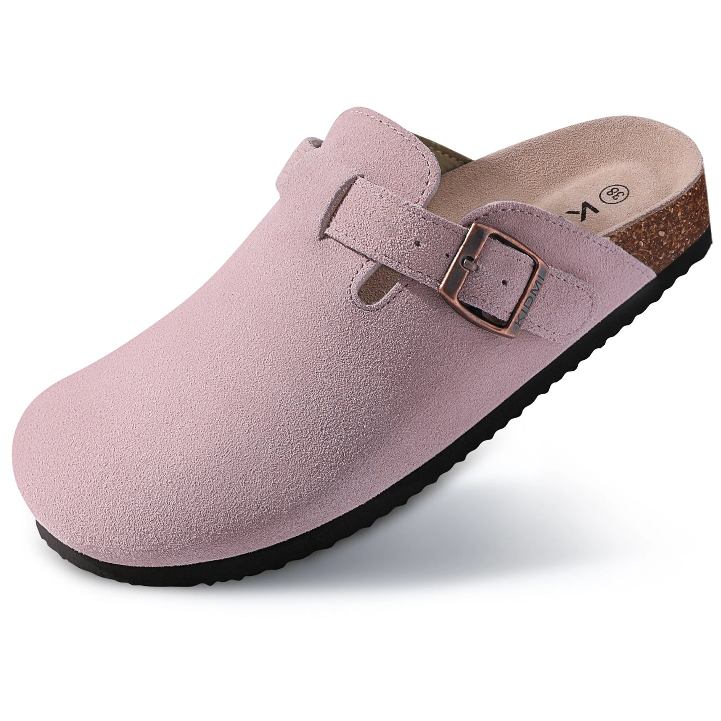 Kidmi Women's Genuine Suede Clogs Soft Footbed Leather Potato Shoes Comfort Slip On Clogs with Arch Support Fashion Home Slipper