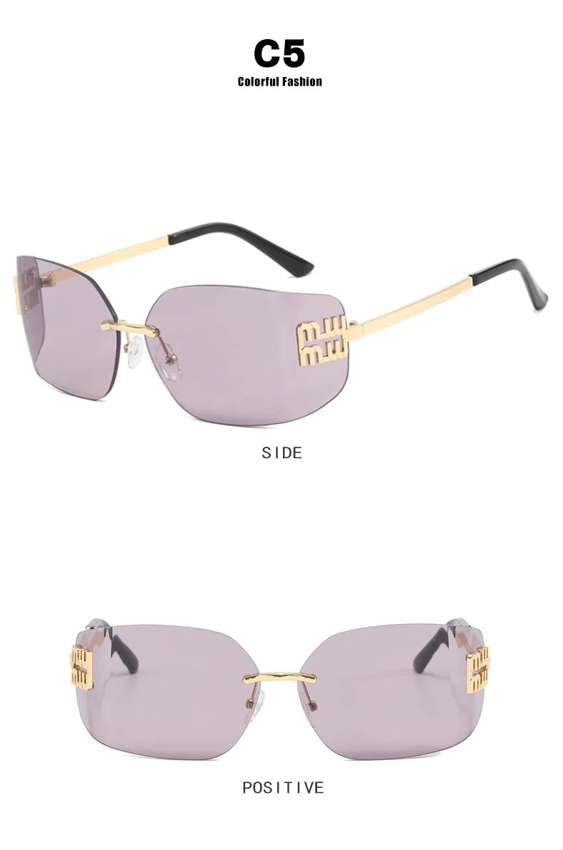 The Vintage Rimless Curved Lens Sunglasses