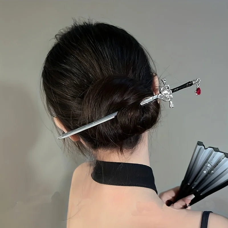 New Chinese Ancient Style Hanfu Hairpin Simple Elegant Headwear Women Geometric Shape Alloy Hair Accessories Headdress Electropl