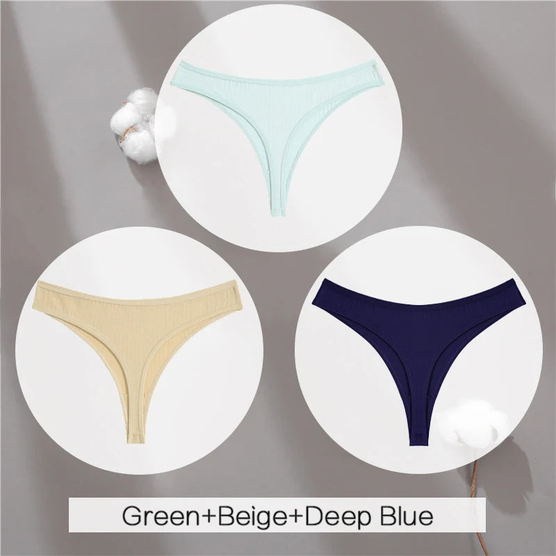 The 3-Pack Solid Color Cotton G-String