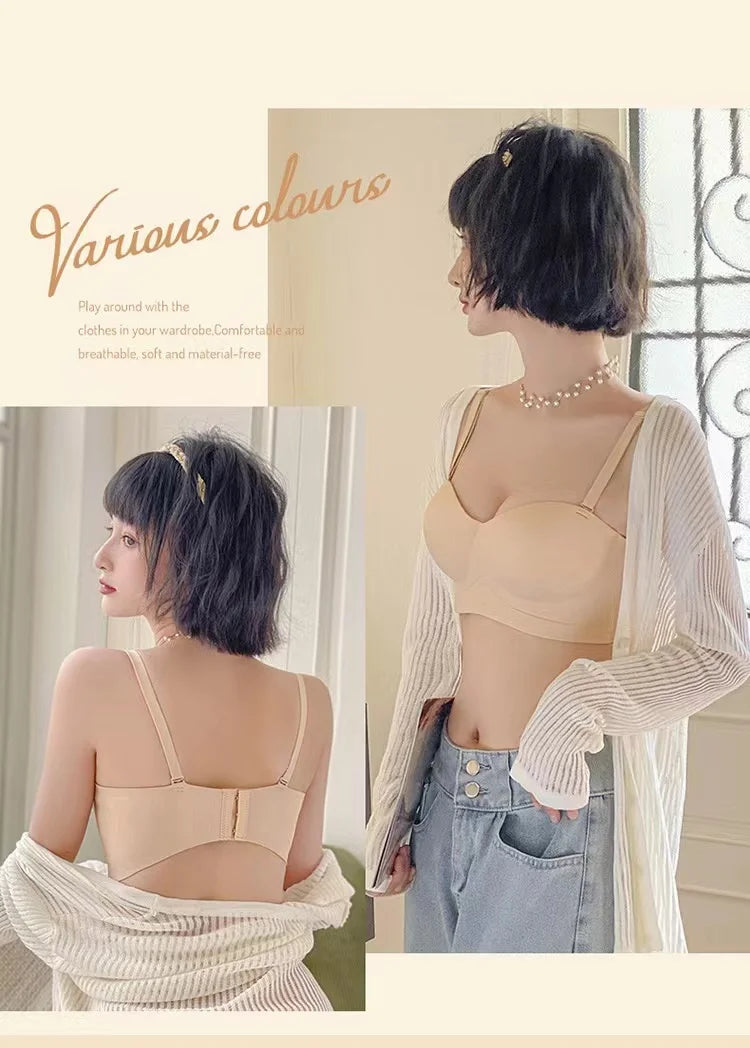 Women's Bra  Half Cup Push Up Small Breasts Show Bigger Side Breasts Seamless Sling Bra No Wires Sexy Sling Bra