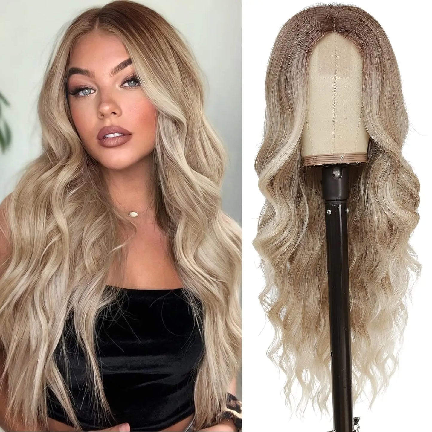 The 26-Inch Middle Part Lace Wavy Wig