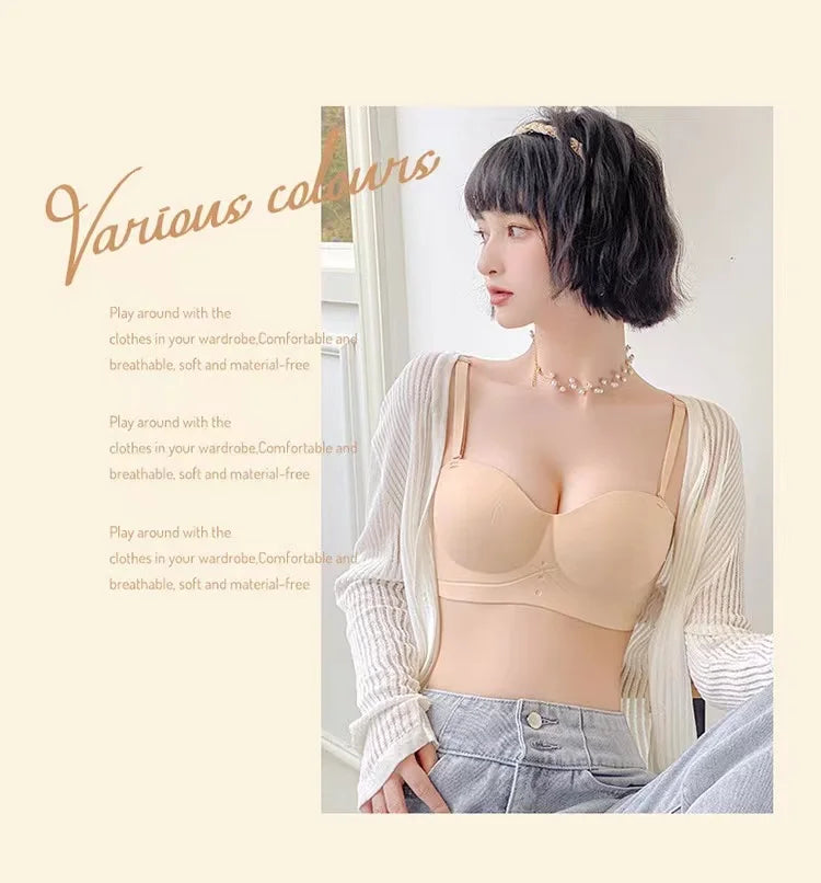 Women's Bra  Half Cup Push Up Small Breasts Show Bigger Side Breasts Seamless Sling Bra No Wires Sexy Sling Bra