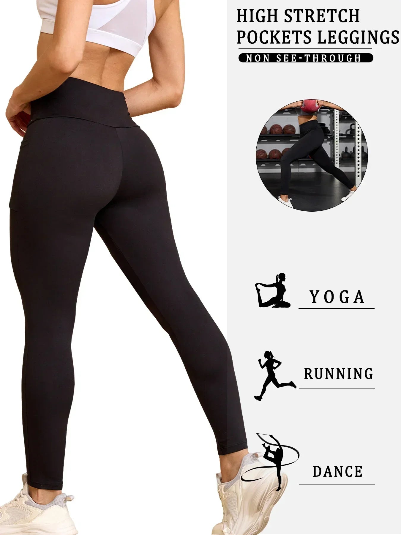 3 Pack Super Soft Leggings with Pockets for Women, High Waisted Tummy Control Workout Yoga Running Pants Leggings