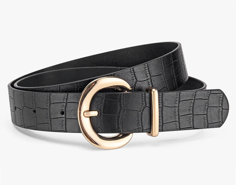 The Alligator Pattern Gold Buckle Belt