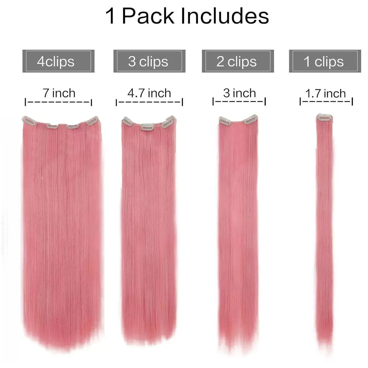 The 60CM Pink Straight Clip-In Hair Extensions