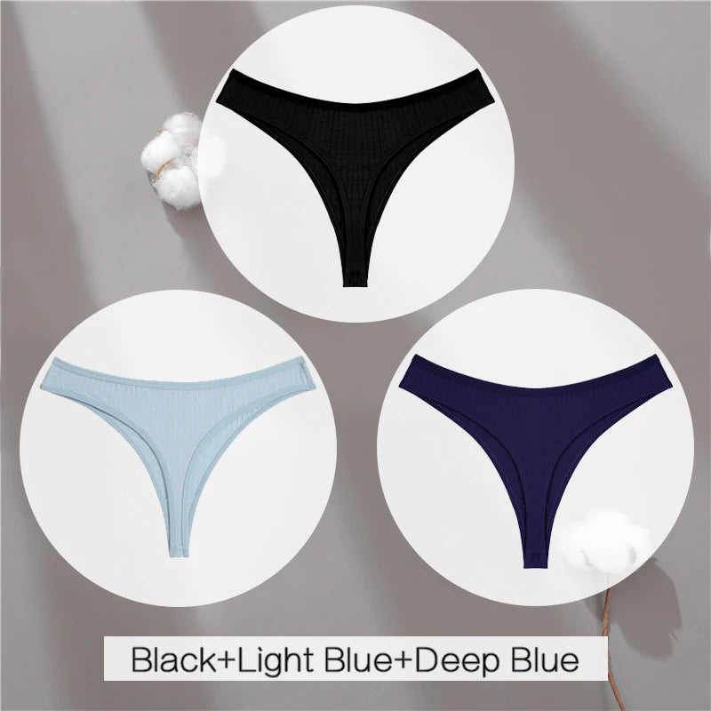 The 3-Pack Solid Color Cotton G-String