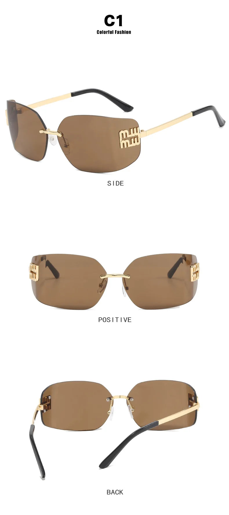 The Vintage Rimless Curved Lens Sunglasses