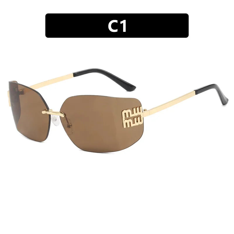 The Vintage Rimless Curved Lens Sunglasses