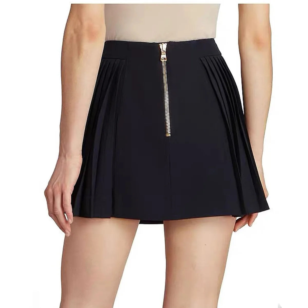 S-xl Black And White High-quality Fashionable Solid Color New Side Pleated Double Row Button Casual Commuting Women Short Skirt