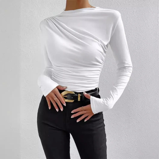 The Pleated O-Neck Bottoming Top