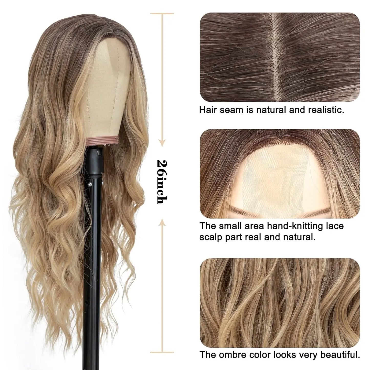The 26-Inch Middle Part Lace Wavy Wig