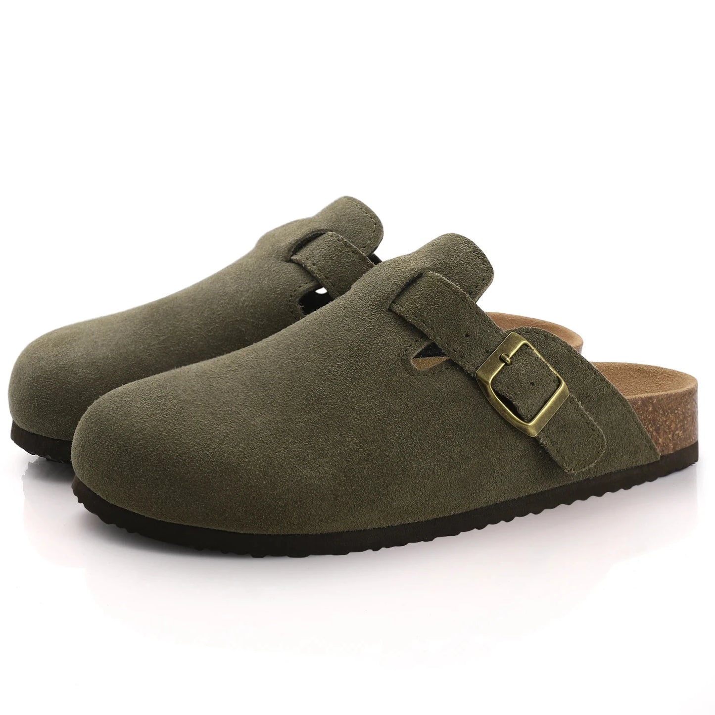 Kidmi Women's Genuine Suede Clogs Soft Footbed Leather Potato Shoes Comfort Slip On Clogs with Arch Support Fashion Home Slipper