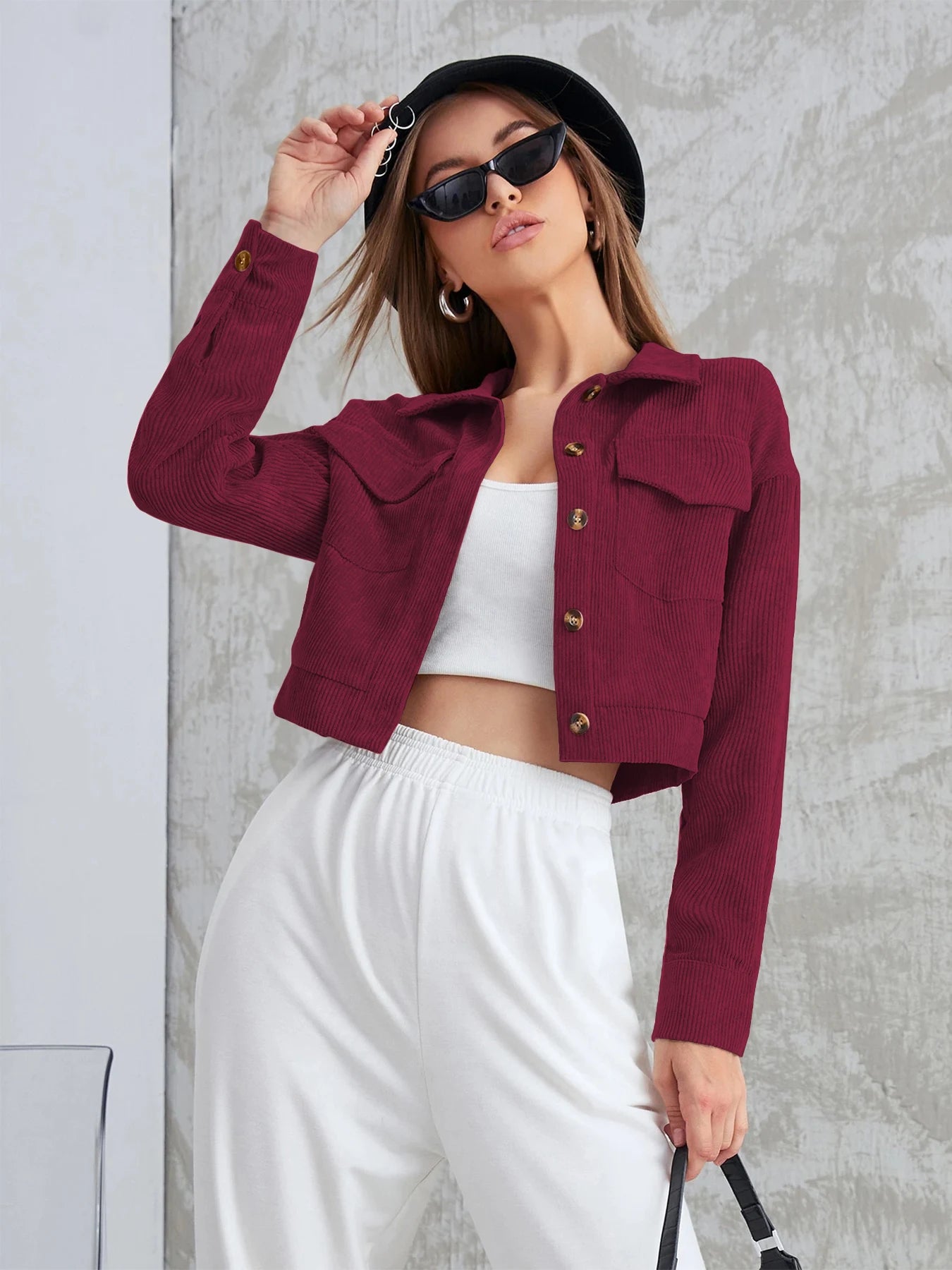 Women's New Corduroy Long Sleeve Jacket Autumn Winter Casual Lapel Quilted Single Button Coat Stylish Feminine Outerwear