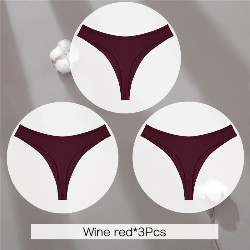 The 3-Pack Solid Color Cotton G-String