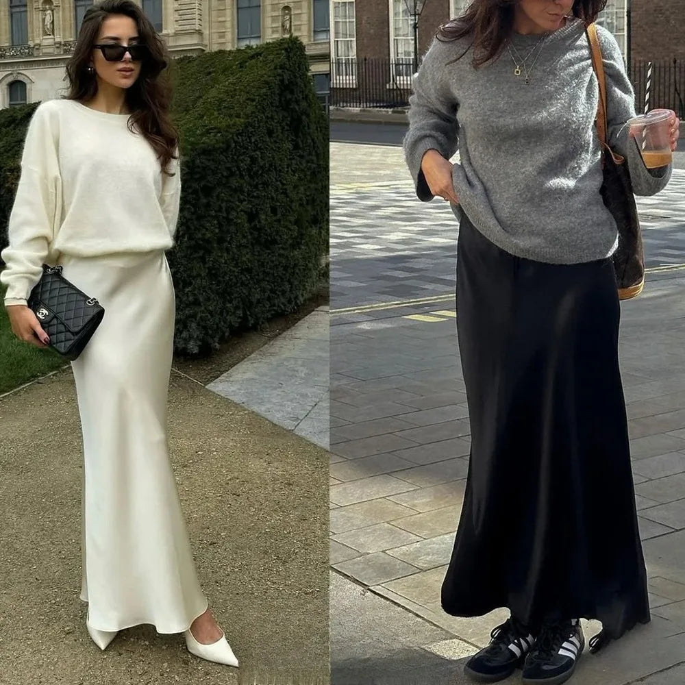 The Vintage Satin Straight Maxi