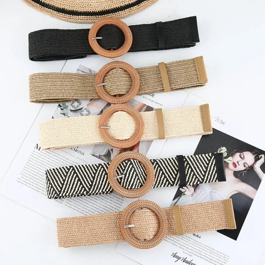 The Woven Straw Skinny Belt