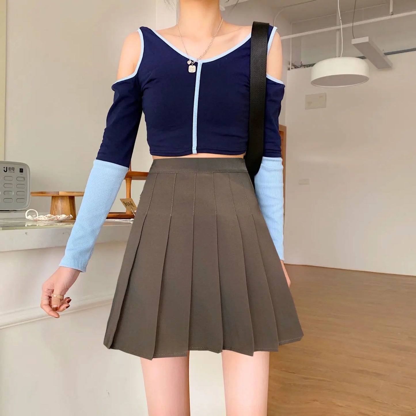 Pleated Mini Skirt with Shorts Women's High Waist A-Line Skater Skort White Black Pink Sporty School Uniform New Fashion HotSale