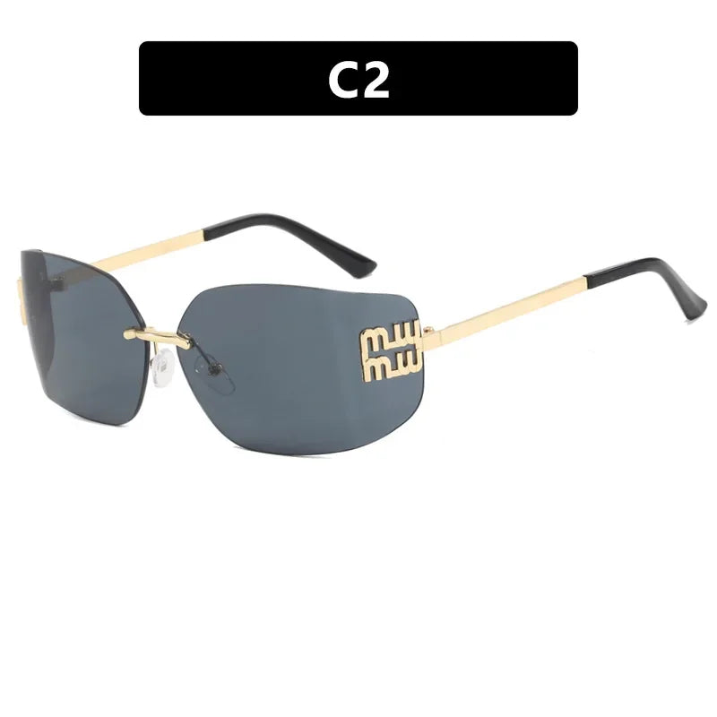 The Vintage Rimless Curved Lens Sunglasses