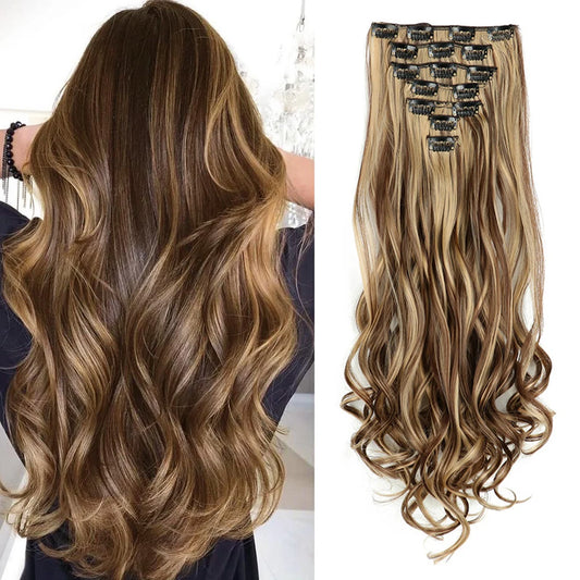 The 22-Inch Full Head Curly Wavy Clip-In Set (7pcs)