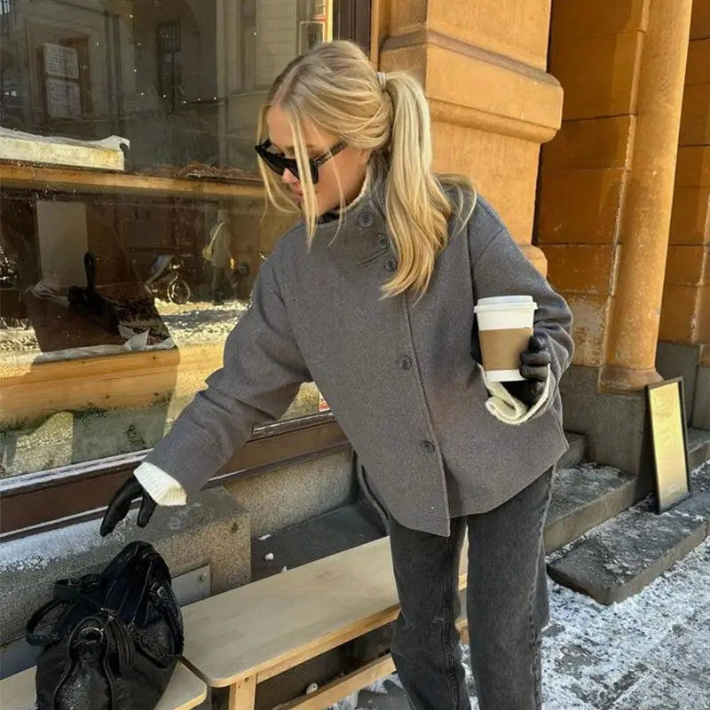 The Woolen Stand Collar Coat