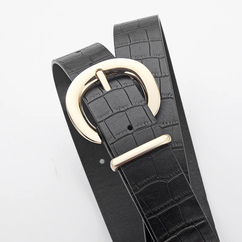 The Alligator Pattern Gold Buckle Belt