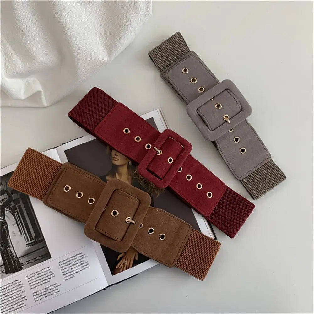 The Stretch Wide Waist Metal Buckle Belt