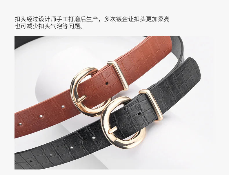 The Alligator Pattern Gold Buckle Belt