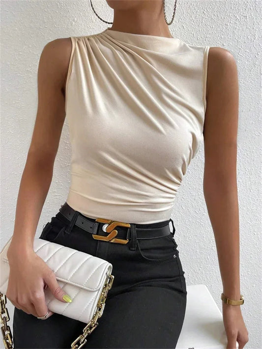 The Ruched Mock Neck Tank