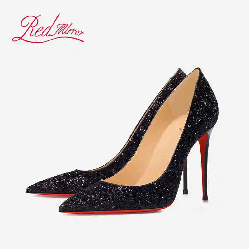 Black Women's elegant high heels Red Shiny Bottoms Luxury Brand Women heels 2025 trend Pointed Toe Sexy Party Pumps shoes Women