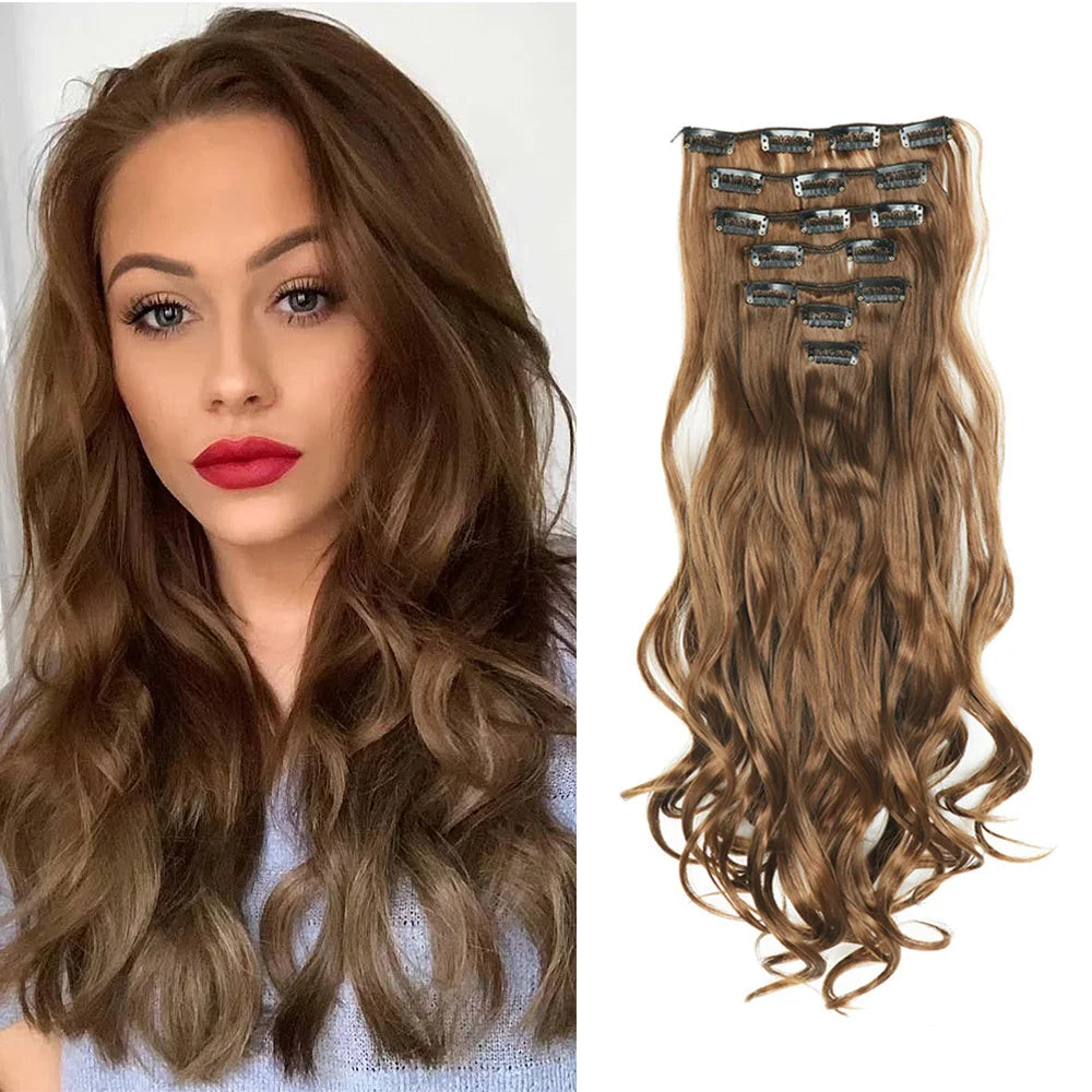 The 22-Inch Full Head Curly Wavy Clip-In Set (7pcs)