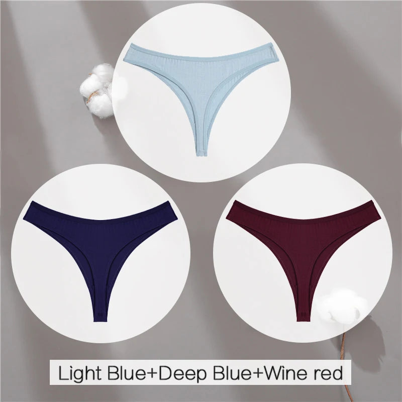 The 3-Pack Solid Color Cotton G-String