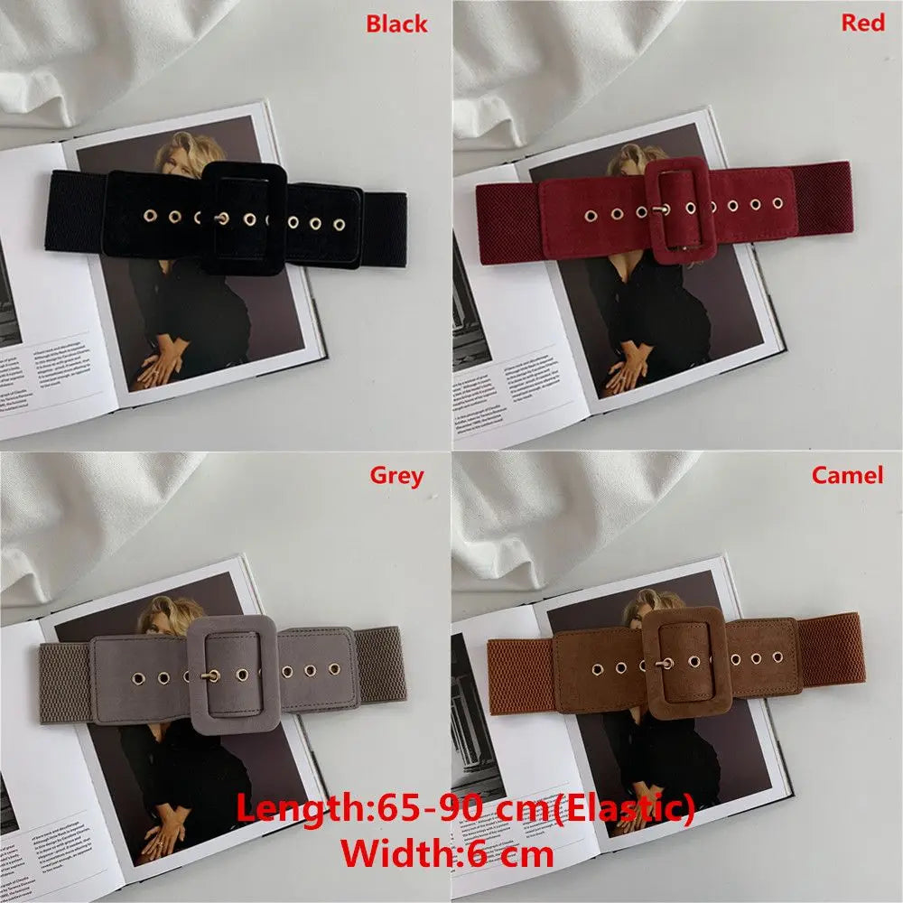 The Stretch Wide Waist Metal Buckle Belt