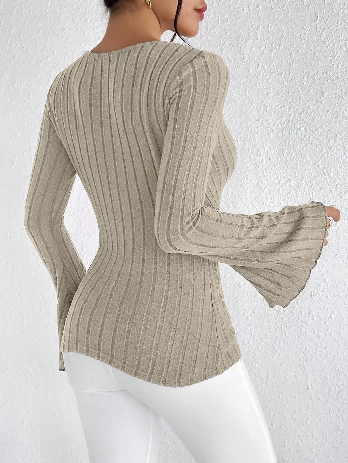 The Striped V-Neck Knit Top