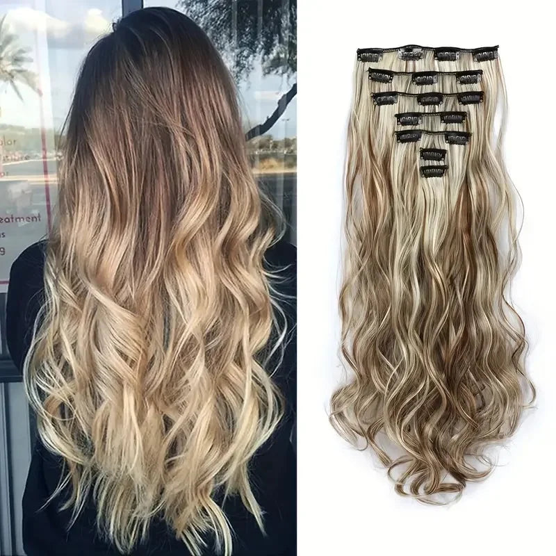 The 22-Inch Full Head Curly Wavy Clip-In Set (7pcs)