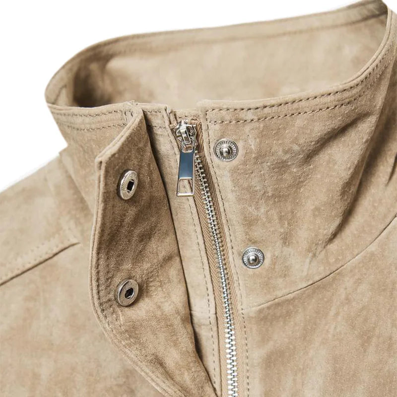 Women's Brown Suede Short Jackets Casual Lapel Zippered Full Sleeves Pocket Loose Short Coats 2025 Autumn Daily Commute Outwear