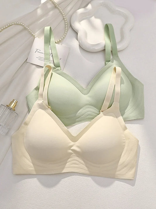 Small Breast Seamless Bra Women'S Push-Up Comfortable Non-Underwire Soft Support Closed Underwear For Women With Breasts No Rims