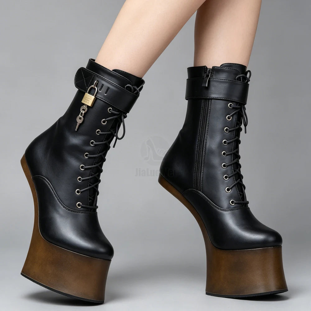 JIALUOWEI 7inch High Heel New Fancy Ponyplay bootfetish Ankle Platform Boots In Stock Fast Shipping Size36-46